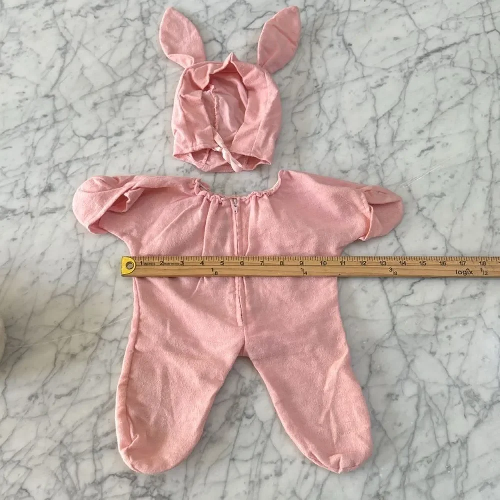 Handmade Infant Doll Bunny Ear Tail Outfit Hat Slippers